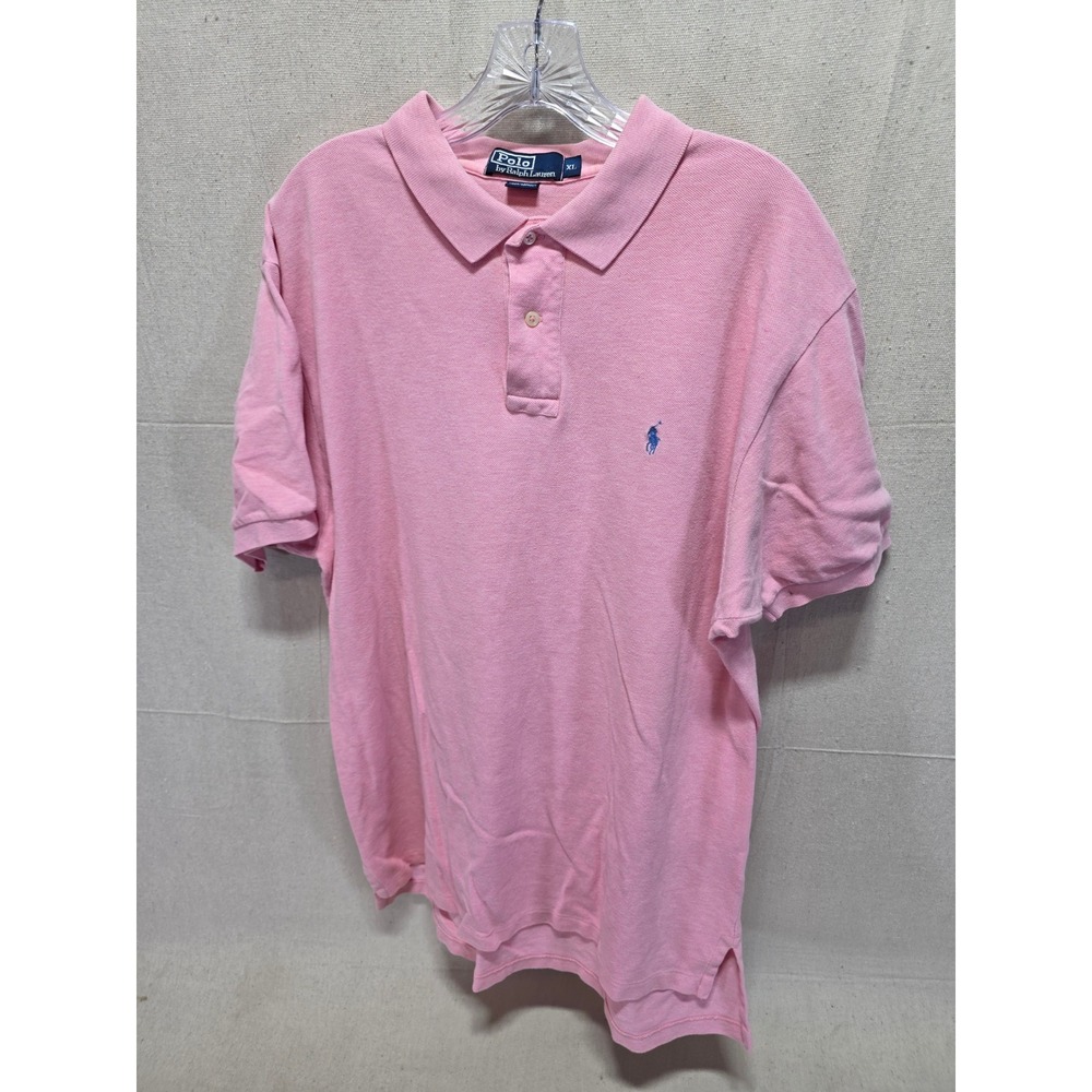 Polo Ralph Lauren Mens XL Pink Short Sleeve Cotton Pique Pony Logo Polo Shirt